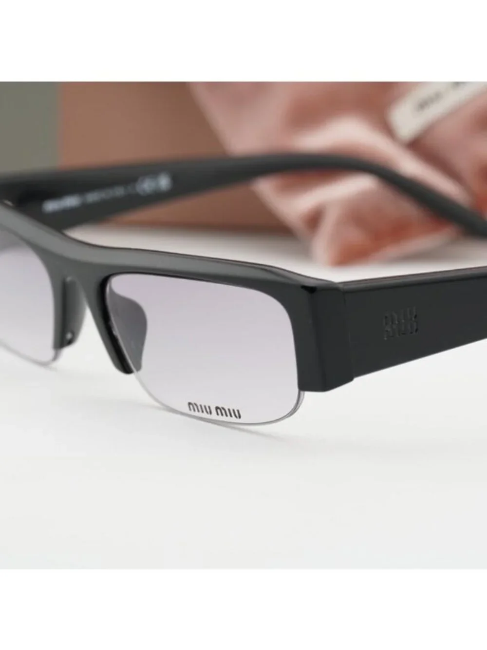 Miu Miu MUB07S 16K04O Rectangle Sunglasses – Black/Clear  display picture 3